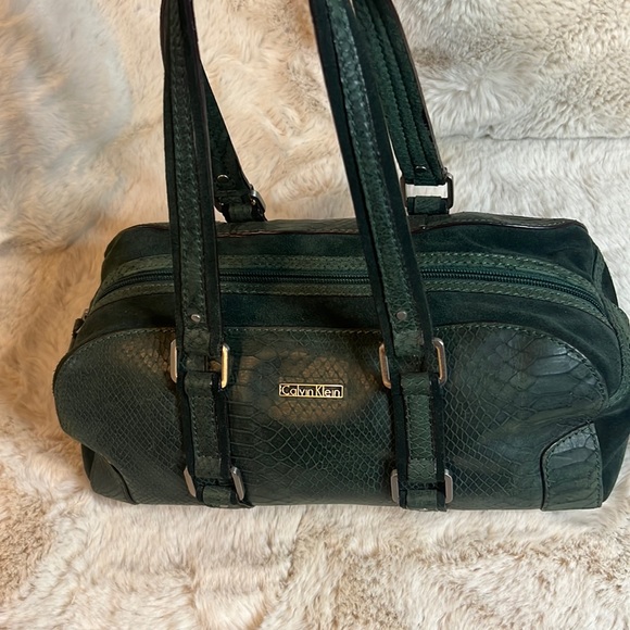 Calvin Klein Handbags - Hunter Green Calvin Klein suede and leather tote!
